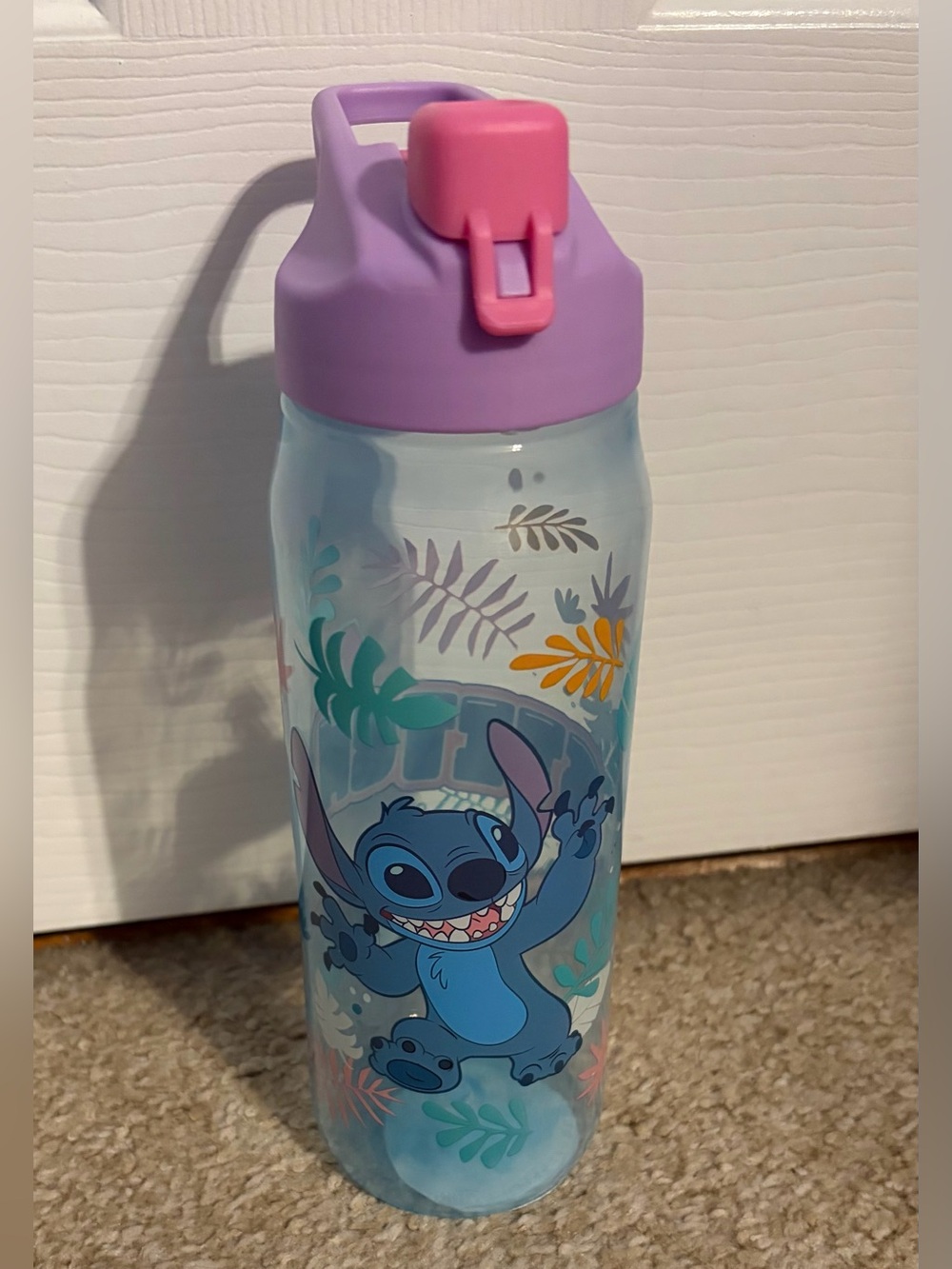 Disney Stitch Water Bottle With Lid New
